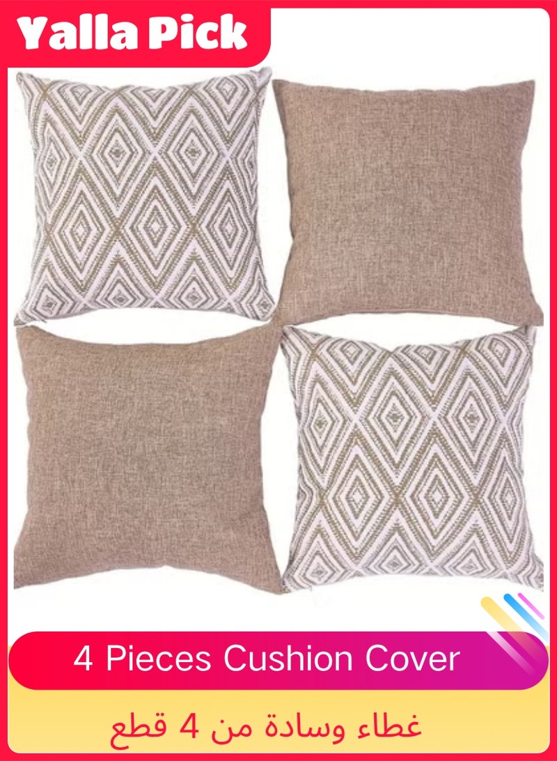 Yalla Pick 4 Pcs Linen Throw Pillow Covers,  Modern Minimalist Cushion Covers for Sofa Couch, Soft Breathable Decorative Pillow Cases with Hidden Zipper, Living Room Bedroom Decor(45x45 cm) - Image 1