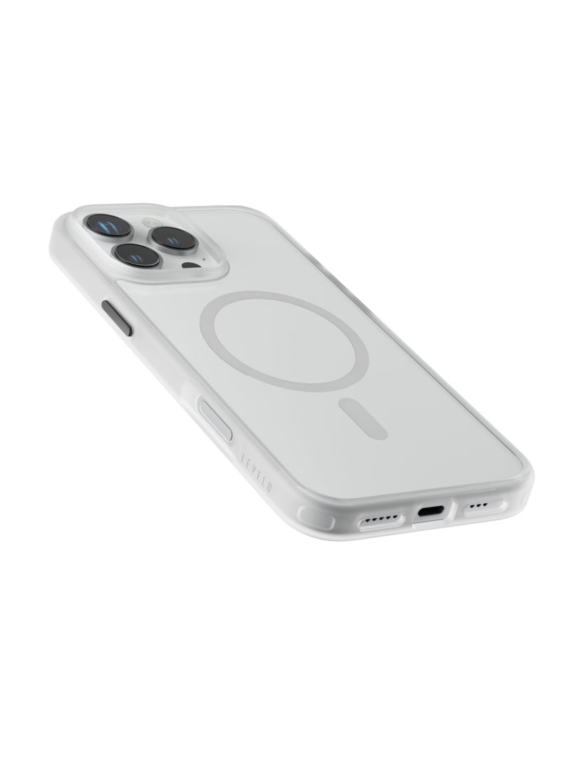 LEVELO - MagSafe Solo Case for iPhone 16 Pro Max/ Clearview Technology/ 3H Scratch Resistance/ Hybrid Construction - White - Image 1