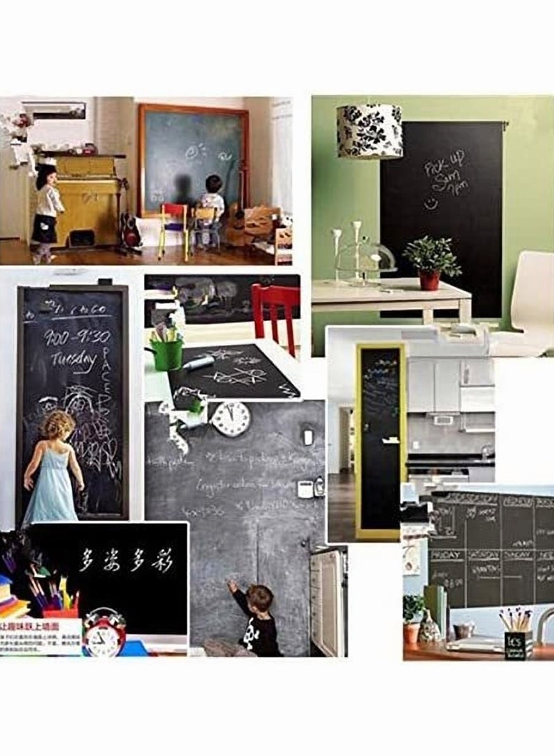 Black Board Sticker Chalkboard Sticker with 5 Color Chalk Removable Teaching Writing Stickers Self-adhesive Wall Stickers Vinyl Draw D√cor for Kids Rooms School Home Office 45x200cm - Image 5