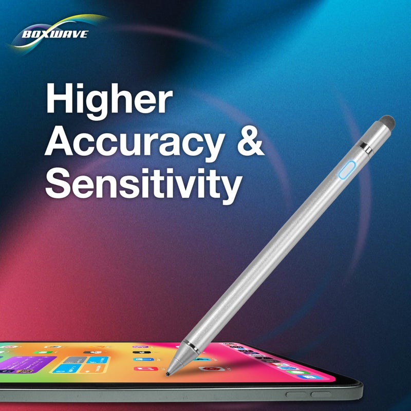 BoxWave Stylus Pen Compatible with ASUS VivoBook Flip 14 - AccuPoint Active Stylus, Electronic Stylus with Ultra Fine Tip - Metallic Silver - Image 3