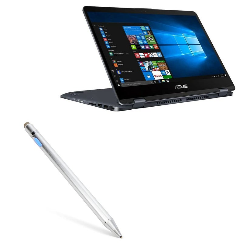 BoxWave Stylus Pen Compatible with ASUS VivoBook Flip 14 - AccuPoint Active Stylus, Electronic Stylus with Ultra Fine Tip - Metallic Silver - Image 1