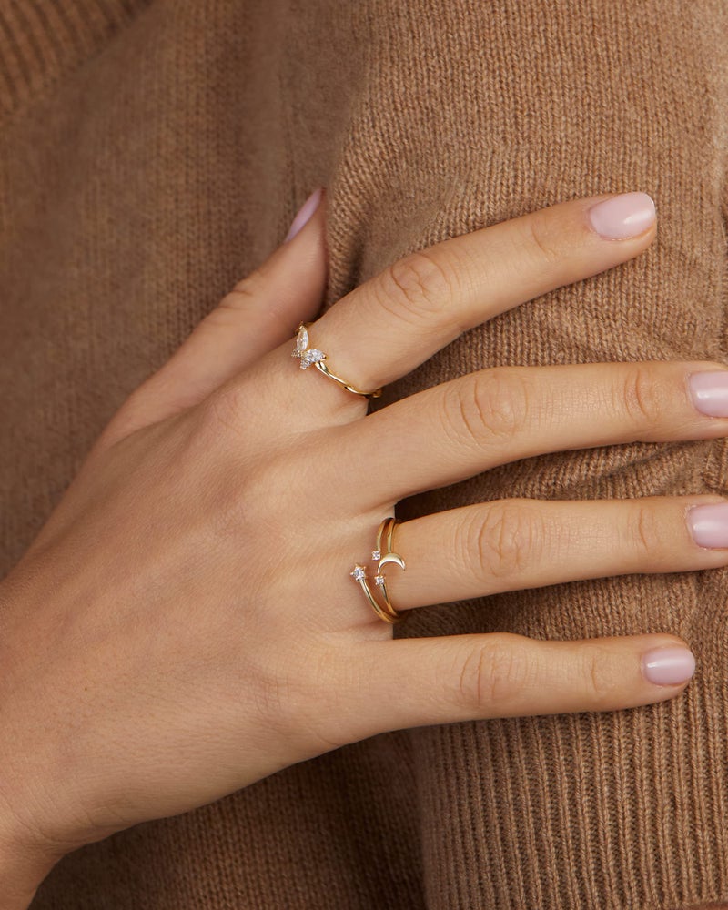 Milla Butterfly Ring for Women â€“ Dainty 925 Sterling Silver or 14K Gold Plated â€“ CZ Stones â€“ Tarnish-Free, Hypoallergenic â€“ Stackable Butterfly Rings (14K Gold Plated, Size 7) - Image 2