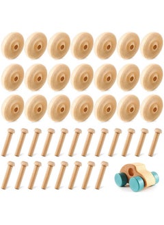 Civaner 36 Pack Wooden Wheels Toys For Crafts Wooden Craft Wheels Wooden Mini Wheels With Axle Pegs For Crafts Diy Toy Cars Painting Colors Wood Working Pegboards(1.5 Inches Diameter)  - Image 1