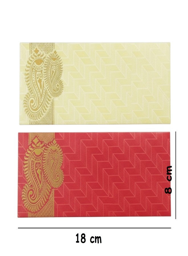 Krisah® Paper Motif Printed Sagan/Shagun/Cash/Gift Paper Envelopes (Pack of 50, Red & Beige) - Image 2