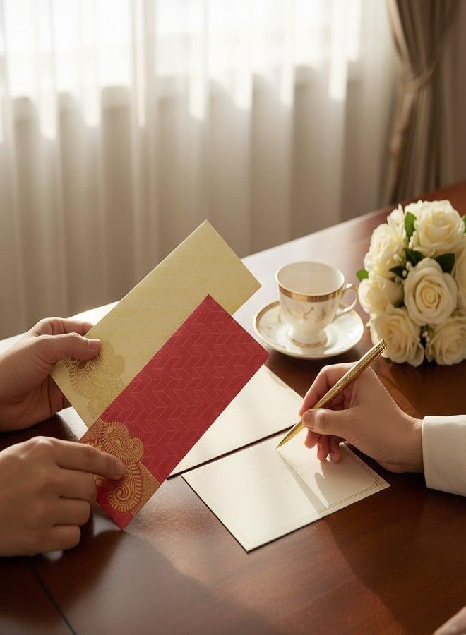 Krisah® Paper Motif Printed Sagan/Shagun/Cash/Gift Paper Envelopes (Pack of 50, Red & Beige) - Image 5