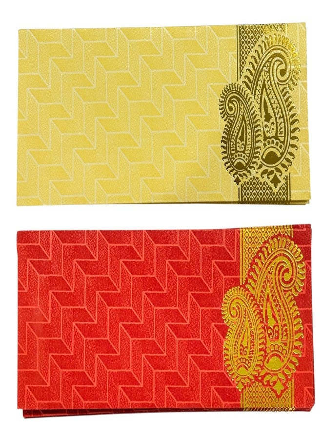 Krisah® Paper Motif Printed Sagan/Shagun/Cash/Gift Paper Envelopes (Pack of 50, Red & Beige) - Image 1