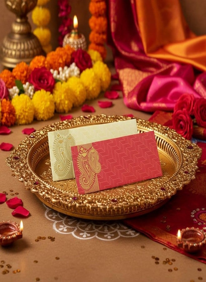 Krisah® Paper Motif Printed Sagan/Shagun/Cash/Gift Paper Envelopes (Pack of 50, Red & Beige) - Image 3