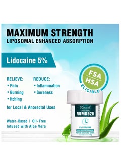 Ebanel Numb 520 5% Lidocaine, Liposomal Technology for Deeper Penetration, Topical Anesthetic Cream, Local and Rectal Discomfort, 1.35 ounce  - Image 2