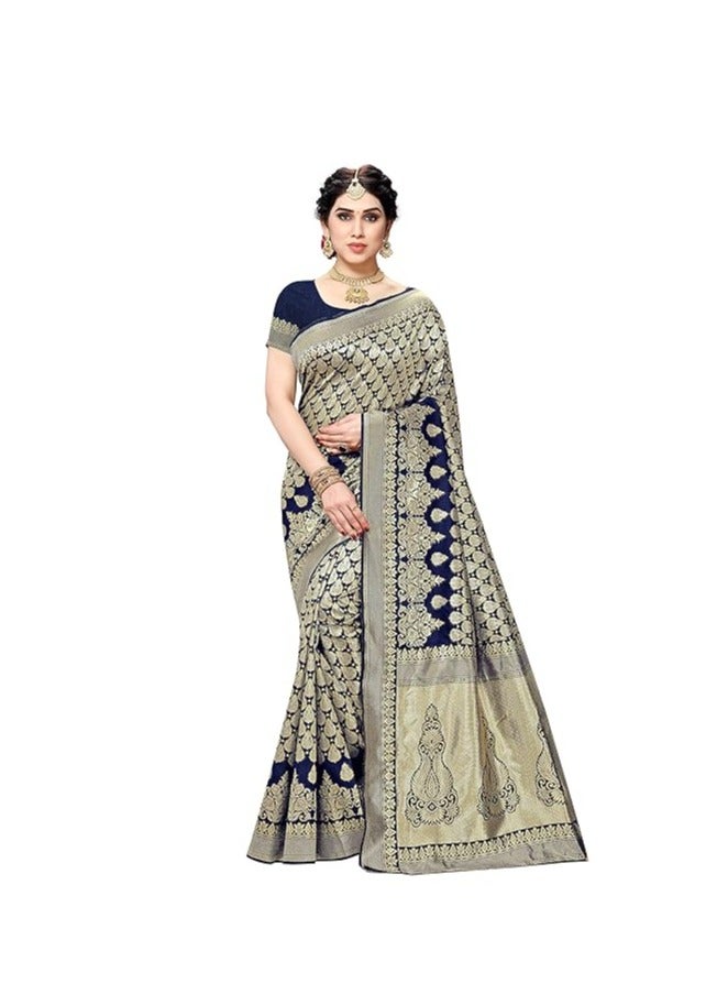 مملكة الإكسسوارات ساري حريري جاكار نسائي مع قطعة بلوزة - Image 1