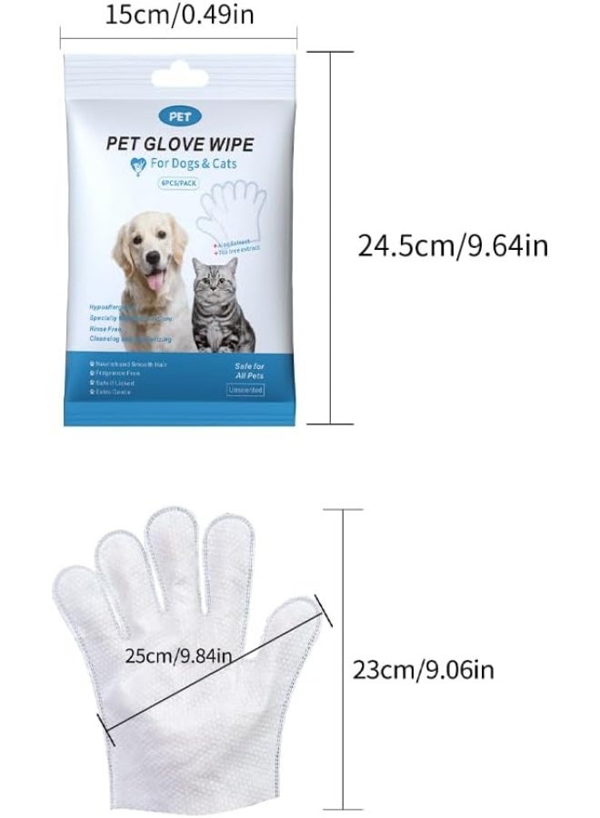Mumoo Bear Pet Bathing Wipes for Dogs & Cats, Cleaning & Deodorizing Grooming Gloves, Nourish Fur Glove Wipes for Daily Care and Traveling, Rinse Free, 1 Pack, 6 PCS - Image 2