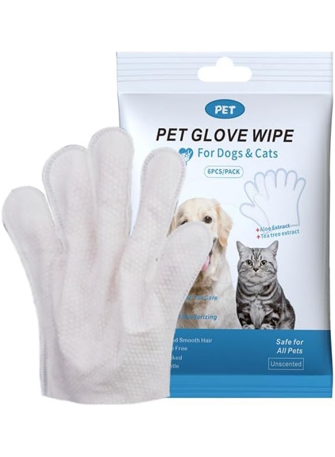 Mumoo Bear Pet Bathing Wipes for Dogs & Cats, Cleaning & Deodorizing Grooming Gloves, Nourish Fur Glove Wipes for Daily Care and Traveling, Rinse Free, 1 Pack, 6 PCS - Image 1