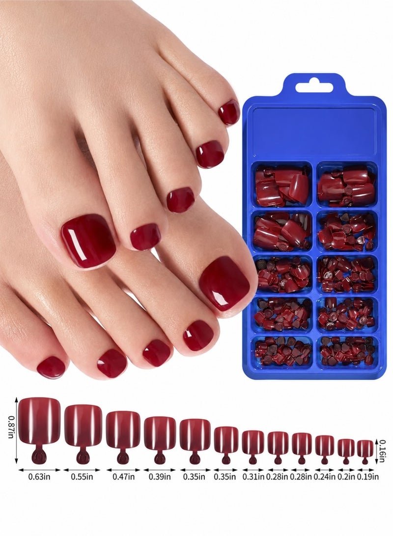 CHU DAI Red Press On Toenails Set, Glossy Fake Toe Nails Full Cover DIY Nail Kit, Reusable Toenail Art Set for Women - Image 4