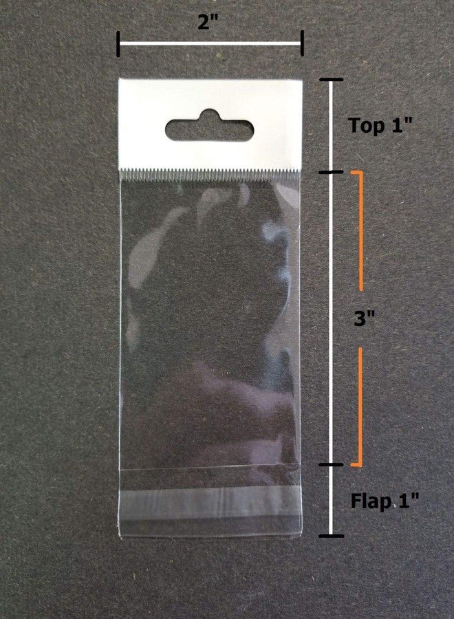 UNIQUEPACKING 500 Pcs 2x3 Hang TOP Clear Resealable Cello Cellophane Bags w/Hanging Header - Image 2