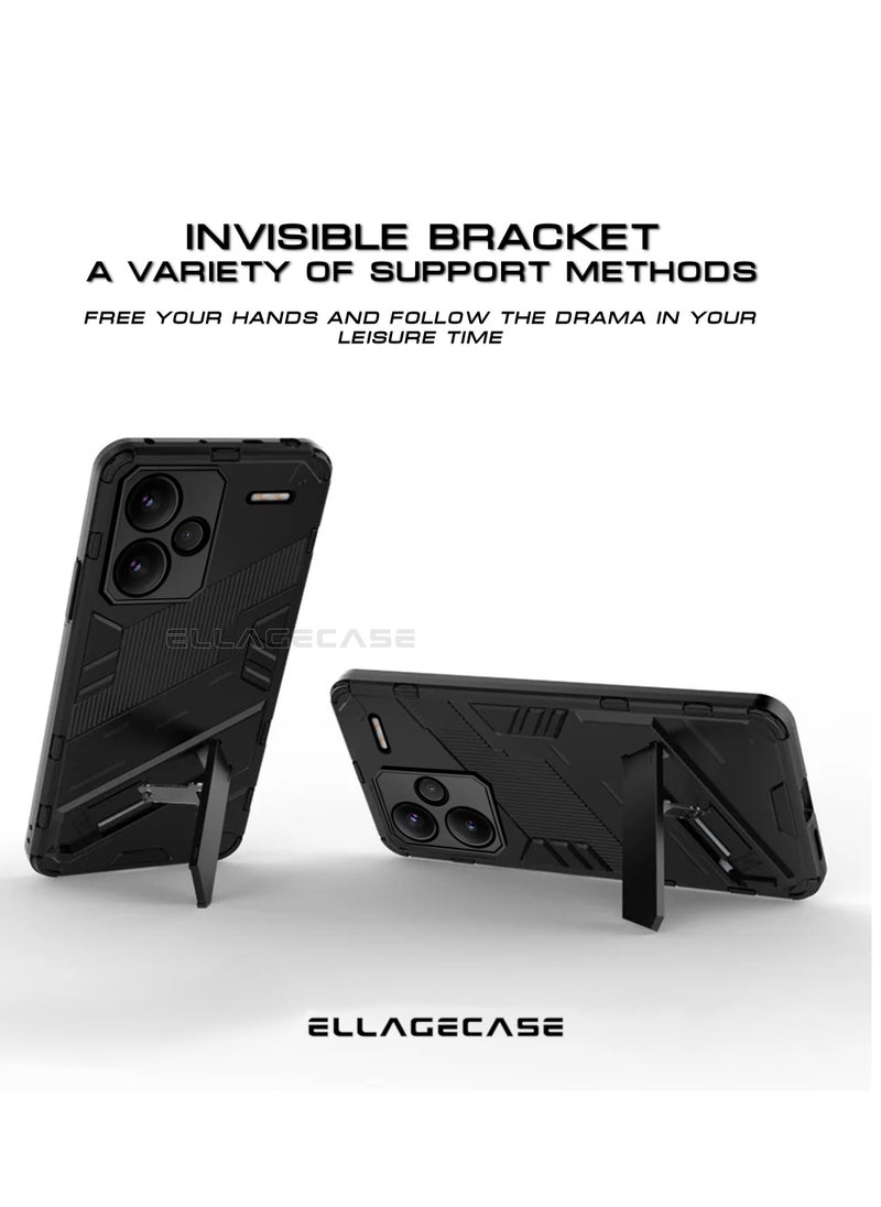 ELLAGECASE Shockproof Case for Xiaomi Redmi Note 13 Pro Plus 5G, Enhanced Protection, Built-in Magnetic Mount, Convenient Stand, Solid Camera Protection  - Image 3