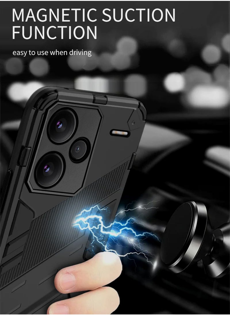 ELLAGECASE Shockproof Case for Xiaomi Redmi Note 13 Pro Plus 5G, Enhanced Protection, Built-in Magnetic Mount, Convenient Stand, Solid Camera Protection  - Image 4