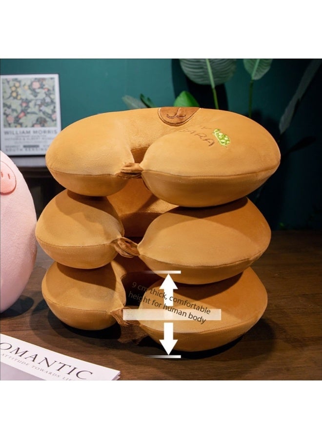 وسادة سفر، وسادة رقبة ميموري فوم بتصميم حيوان لطيف بغطاء قابل للفصل لنوم الأطفال والكبار، وسادة كرتونية محمولة على شكل حرف U للسفر بالطائرة والسيارة (قطة رمادية) - Image 5