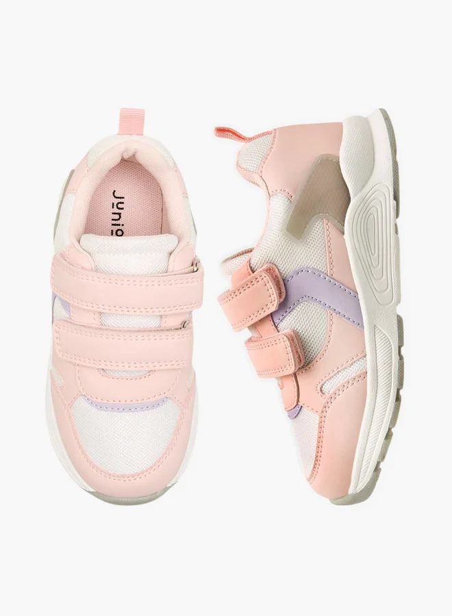 جونيورز Panelled Sneakers with Hook and Loop Closure