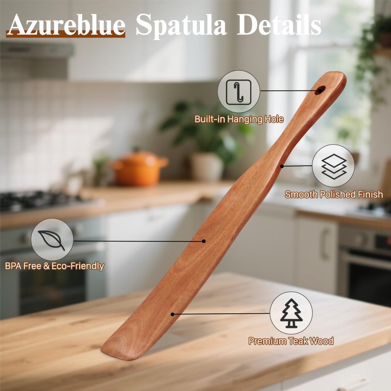Azureblue 4Pcs Skinny Spurtle for Sourdough Starter, Reaching Bottom of Jars, Dough Whisk, Stirring, Mixing, Spreading, Wooden Stir Spurtles, Kitchen Tools for NonStick Cookware, Gift for Sourdough Lovers - Image 3