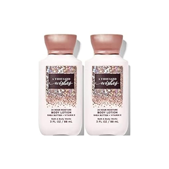 Bath and Body Works 2 Pack 24 Hour Moisture Travel Size Body Lotion 3 Oz. (A Thousand Wishes)