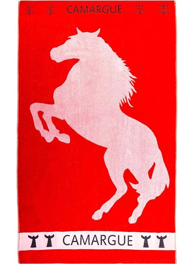 SIGNOOLA Beach Towel Horse Print 170x90 cm-Red  - Image 1