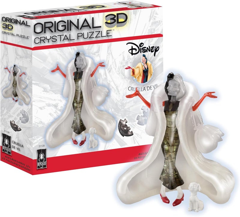 BePuzzled Disney Cruella de Vil Deluxe Original 3D Crystal Puzzle Perfect for Puzzlers Ages 12 and Up Challenging to Complete and Beautiful to Display Collect Them All - Image 1