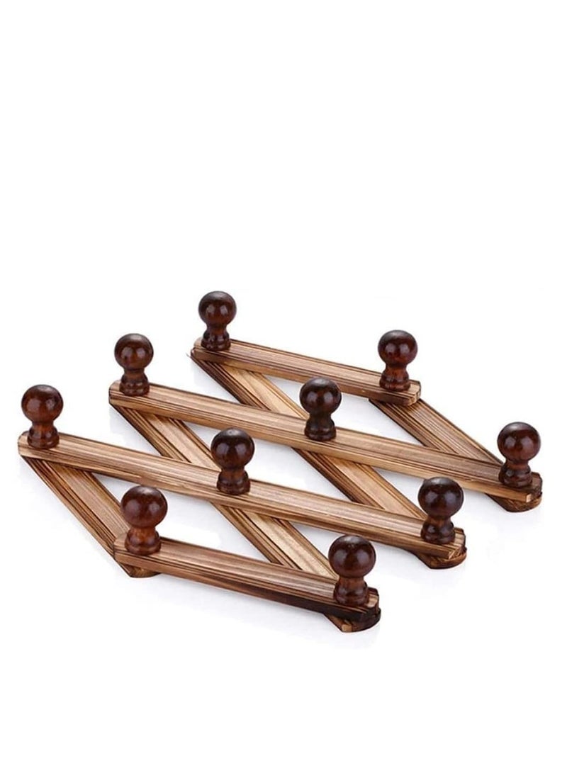 HOME TASTE TOMSUN Wooden Expandable Coat Rack Hanger Modern Coat Peg Hanger Wall Hangers Rack for Hanging Hats, Caps, Mugs, Scarf, Jewelry Storage X Shape  - Image 3