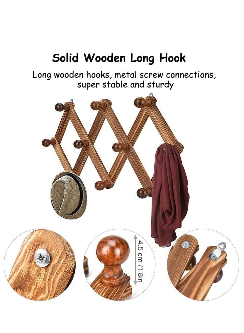 HOME TASTE TOMSUN Wooden Expandable Coat Rack Hanger Modern Coat Peg Hanger Wall Hangers Rack for Hanging Hats, Caps, Mugs, Scarf, Jewelry Storage X Shape  - Image 4