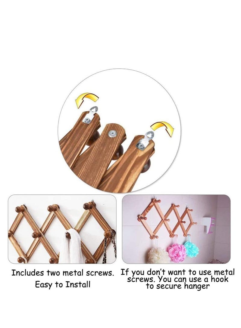 HOME TASTE TOMSUN Wooden Expandable Coat Rack Hanger Modern Coat Peg Hanger Wall Hangers Rack for Hanging Hats, Caps, Mugs, Scarf, Jewelry Storage X Shape  - Image 5