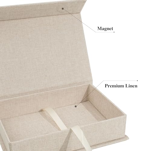 Hiwhy Photo Storage Box 4x6, Linen Photo Box, Memory Box Perfect to Store Your Photo, Pictures, Certificates, Scrapbooking Supplies, Keepsakes and Jewelry Beige - Image 4