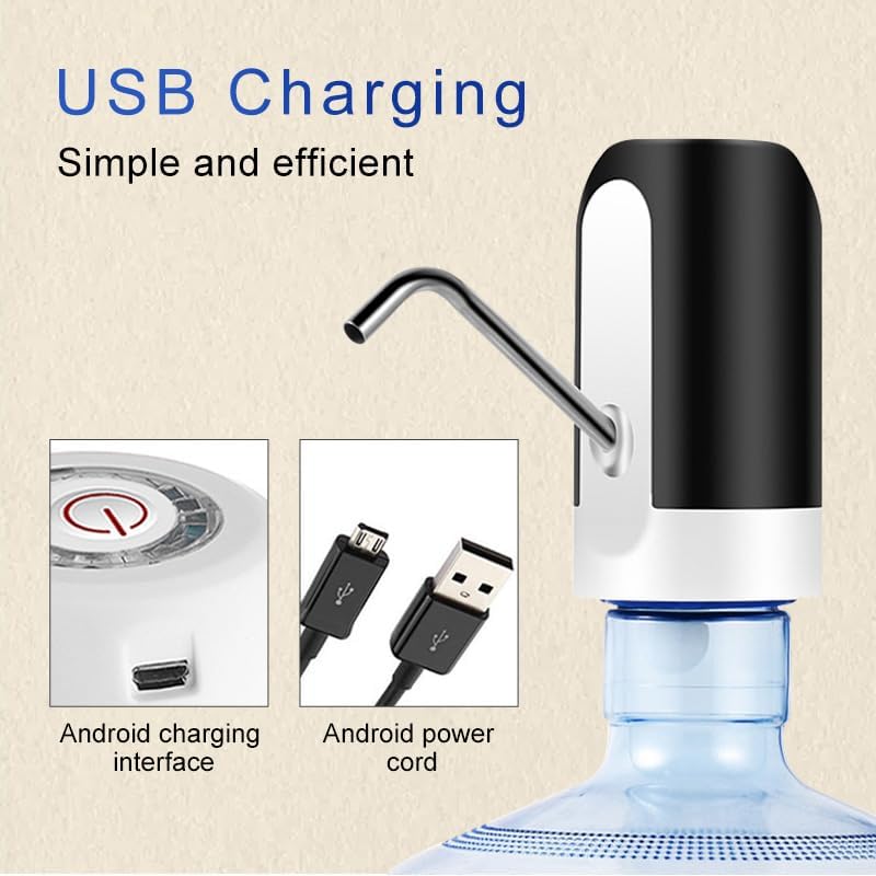 PONDI موزع مياه قابل لإعادة الشحن عبر USB مع قاعدة قابلة للفصل لزجاجات سعة 5 جالون - موزع محمول مع بطارية سعة 1200 مللي أمبير - ذكي وآلي - مثالي للاستخدام في المنزل والمكتب والأنشطة الخارجية (USB أبيض/أسود) - Image 4