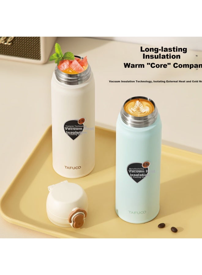 Tafuco Straw Insulated Direct Drinking Cup Student Water Bottle Dual Drinking Cup 316l Stainless Steel Women's Thermos T2157 - Image 2
