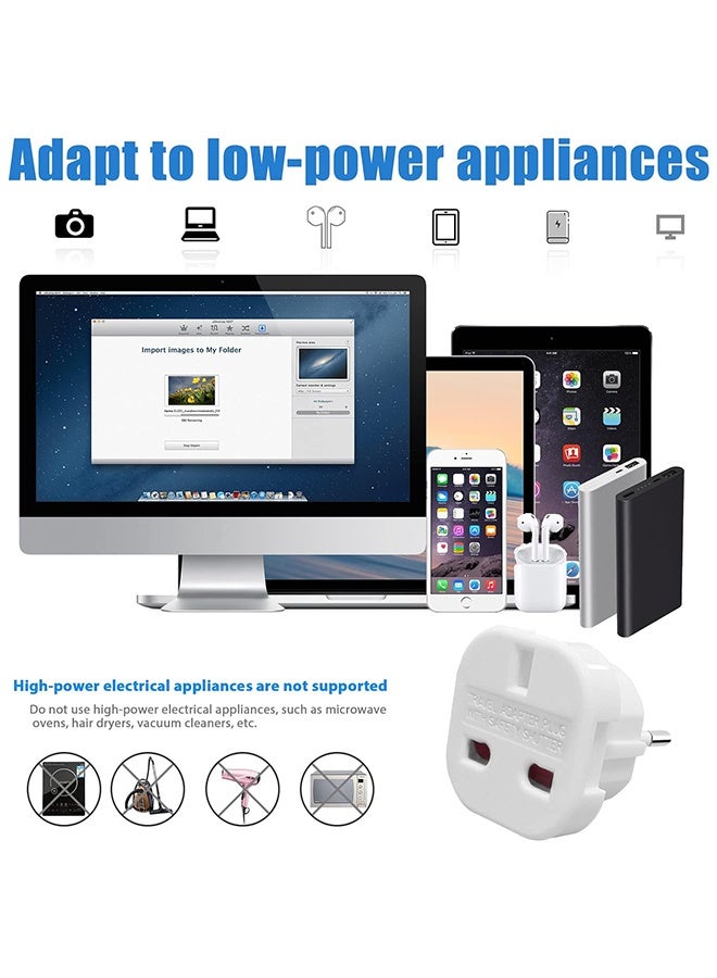 2 PCS UK to EU AC Travel Plug Adapter Plug Converter Travel Plug for Most of Europe 10A/16A 240V - Image 3