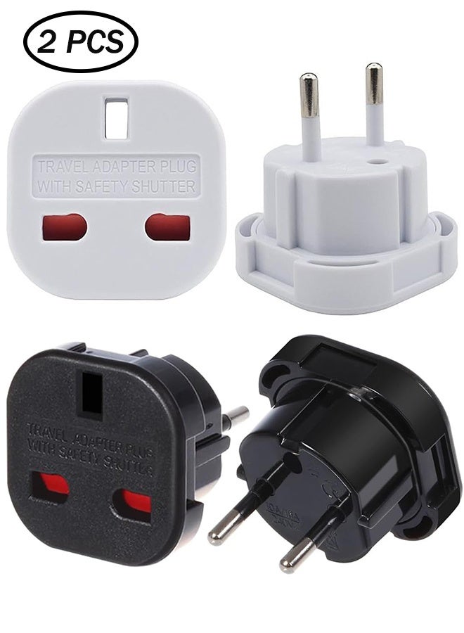 2 PCS UK to EU AC Travel Plug Adapter Plug Converter Travel Plug for Most of Europe 10A/16A 240V - Image 1