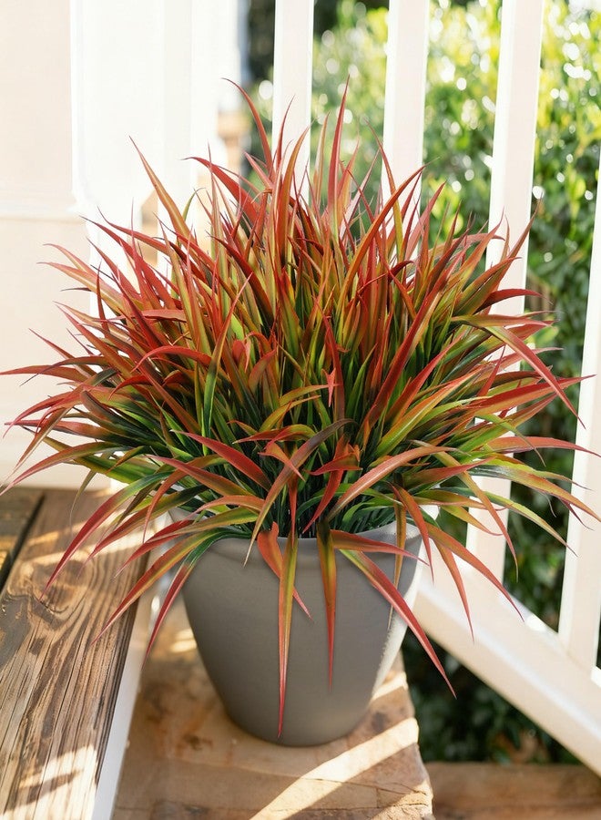 Ivydale 12Pcs Fake Plants Outdoor Artificial Plastic Grass Spring Decoration UV Resistant Faux Greenery Stems Bushes Outside Fake Plants for Planters Patio Porch Window Box Pathway Garden Home Decor - Image 2