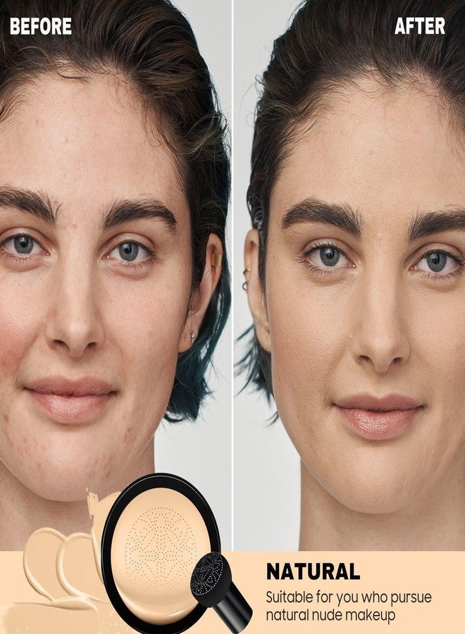 Ihrlpxkc Foundation for Older Women - Air Cushion CC Cream Foundation Makeup, BB Cream Concealer Full Coverage Moisturizing Concealer Brighten Long-lasting (Natural Beige) - Image 2