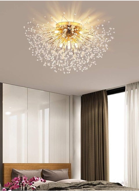 8 رئيس الذهب الهندباء الكريستال مصباح السقف G9 LED 3000K غرفة المعيشة غرفة نوم غرفة الطعام مصابيح