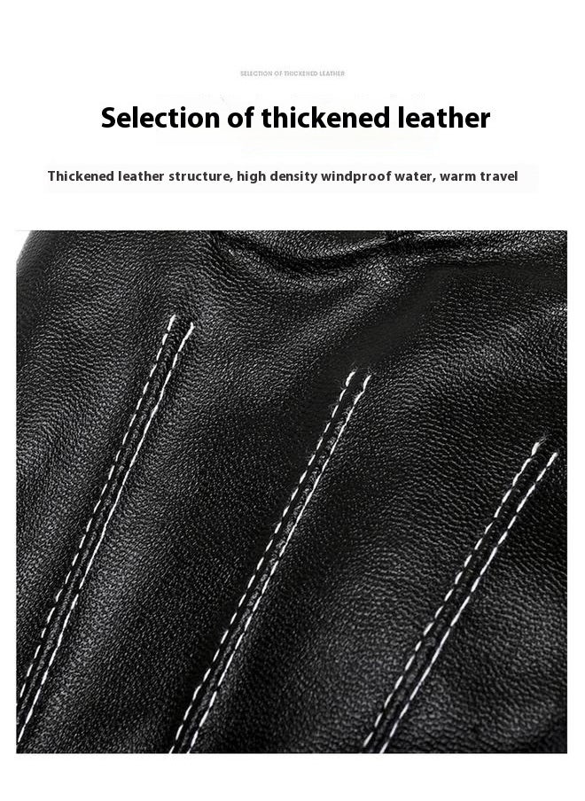 Generic - Comfort Gloves，1 Pair Gloves Winter Mittens Mens Glives Warm Mittens for Men Winter Glove Hand  for Men Powerlifting Black Pu Leather - Image 1