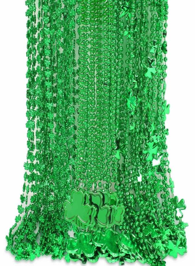 JULBEAR 30 pcs St. Patrick's Day Necklaces, Green Shamrock Clover Metallic Beaded Necklaces for St. Patrick's Day Mardi Gras Party Favors Supplies Irish Holiday Decorations（3 Style） - Image 1