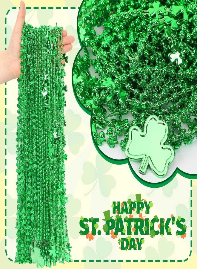 JULBEAR 30 pcs St. Patrick's Day Necklaces, Green Shamrock Clover Metallic Beaded Necklaces for St. Patrick's Day Mardi Gras Party Favors Supplies Irish Holiday Decorations（3 Style） - Image 2