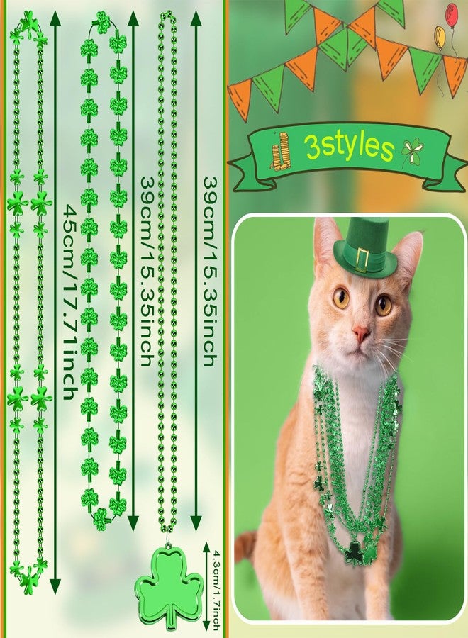 JULBEAR 30 pcs St. Patrick's Day Necklaces, Green Shamrock Clover Metallic Beaded Necklaces for St. Patrick's Day Mardi Gras Party Favors Supplies Irish Holiday Decorations（3 Style） - Image 4