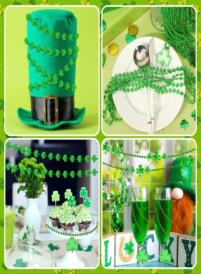 JULBEAR 30 pcs St. Patrick's Day Necklaces, Green Shamrock Clover Metallic Beaded Necklaces for St. Patrick's Day Mardi Gras Party Favors Supplies Irish Holiday Decorations（3 Style） - Image 3