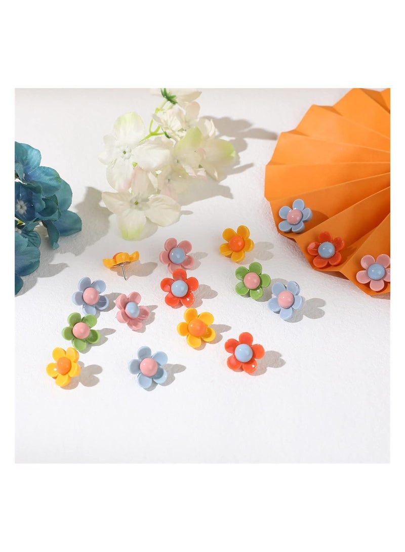 Excefore دبابيس دفع زهور ملونة 30 حبة دبابيس زخرفية للوحة الفلين والسبورة وجدار الصور والخريطة للمكتب والتنظيم المنزلي - Image 3
