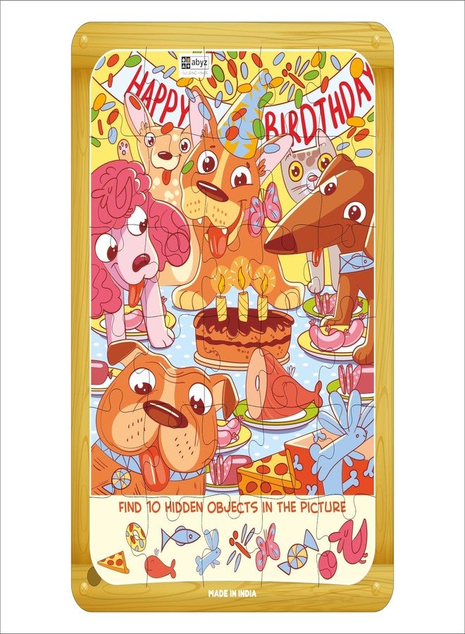 ABYZ Wooden Jigsaw Puzzle – Dog's Birthday Party Playset for Fun Educational & Little Explorers, 30-Pieces Fun Games with Multicolor | Birthday Gift for (3-6 Years) Age Kids. - Image 1