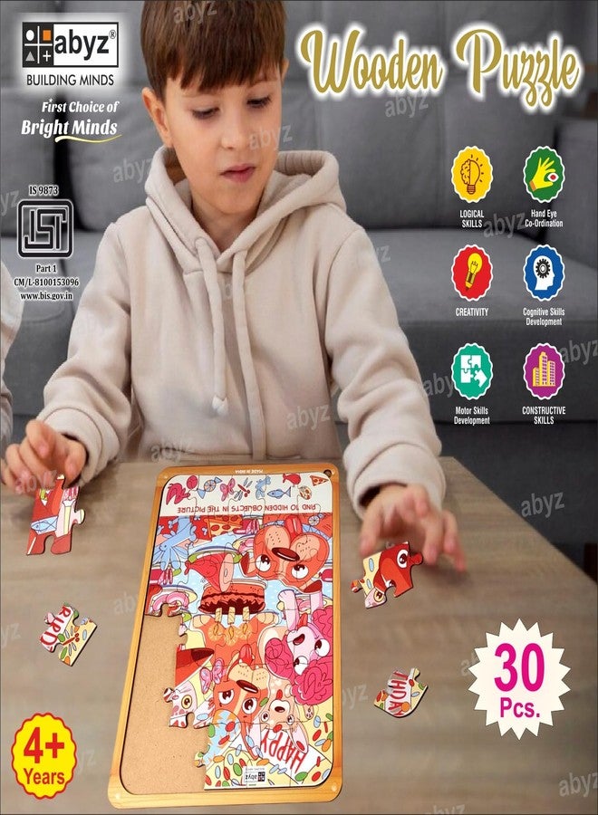 ABYZ Wooden Jigsaw Puzzle – Dog's Birthday Party Playset for Fun Educational & Little Explorers, 30-Pieces Fun Games with Multicolor | Birthday Gift for (3-6 Years) Age Kids. - Image 4