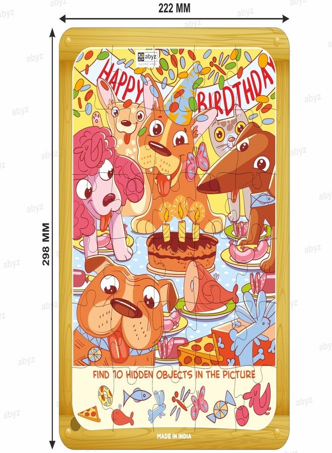 ABYZ Wooden Jigsaw Puzzle – Dog's Birthday Party Playset for Fun Educational & Little Explorers, 30-Pieces Fun Games with Multicolor | Birthday Gift for (3-6 Years) Age Kids. - Image 2