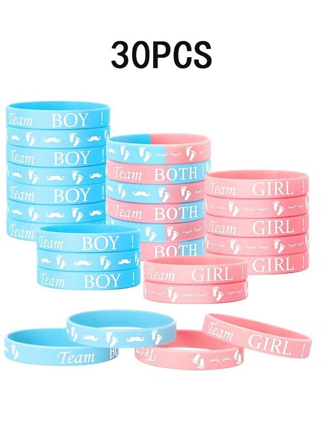 30 Pcs Gender Reveal Bracelets,Silicone Wristbands Gender Reveal Party Bracelets, Team Both Rubber Wristband for Baby Shower Gender Reveal Party Favor Supplies  - Image 1