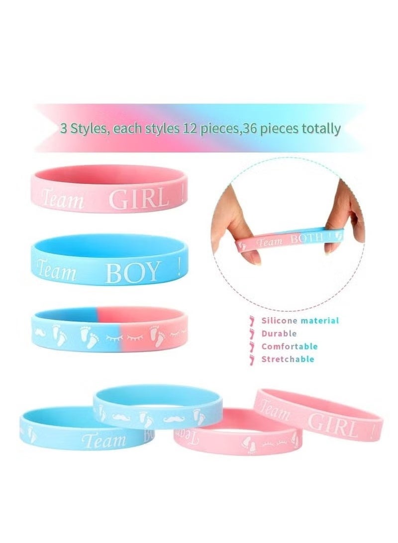 30 Pcs Gender Reveal Bracelets,Silicone Wristbands Gender Reveal Party Bracelets, Team Both Rubber Wristband for Baby Shower Gender Reveal Party Favor Supplies  - Image 2