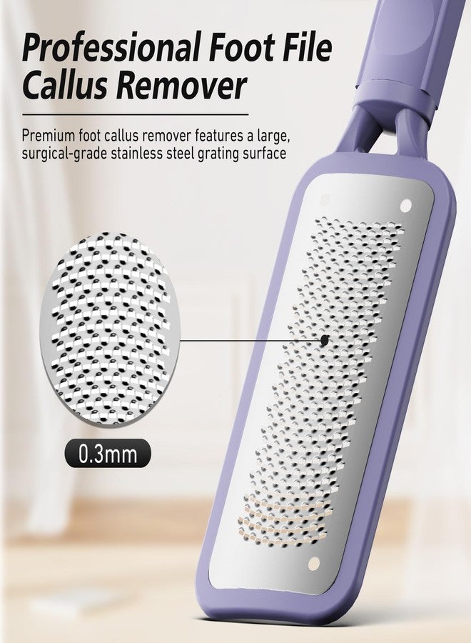 BALUCA Professional Foot File & Callus Remover - Stainless Steel Foot Rasp & Metal Feet Scrubber, Pedicure Tool for Hard Skin & Dead Skin Removal, Cracked Heel Repair for Baby Soft Feet (Purple) - Image 4