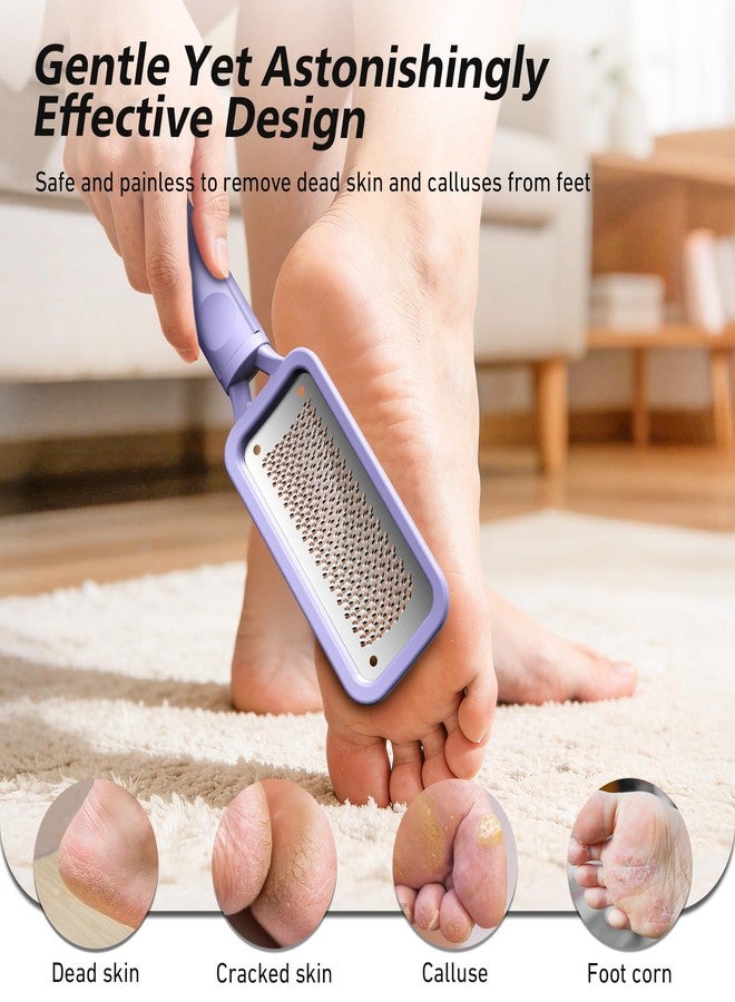 BALUCA Professional Foot File & Callus Remover - Stainless Steel Foot Rasp & Metal Feet Scrubber, Pedicure Tool for Hard Skin & Dead Skin Removal, Cracked Heel Repair for Baby Soft Feet (Purple) - Image 3