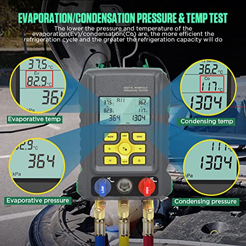 KAISAL HVAC Digital Manifold Gauge Set for 92 Refrigerant Digital HVAC Gauges Pressure&Temp Test R134A R410A R404A R22 Refrigerant Gauges with Hoses, Upgraded Ball Valve,for Air Conditioning & Refrigeration - Image 5